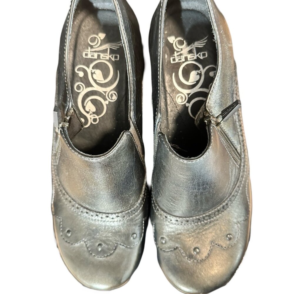 Dark Green Scalloped and Brogue/Wingtip detailed Clog booties.
